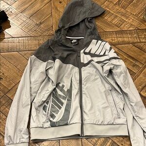 Nike Gray Hooded Windbreaker Jacket